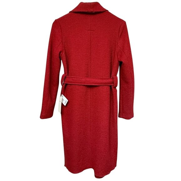Bershka Womens Coat Size Small Red Wool Blend Waterfall Collar NWT - Picture 2 of 12
